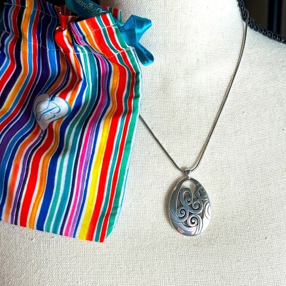 Brighton Mingle Necklace Silver Plated Scrolls 19.5"L JN0900 & Cloth Bag - Picture 3 of 12